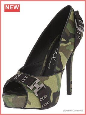 Women's Open Toe Platform Pump with Rhinestones Fits Up to Size 12